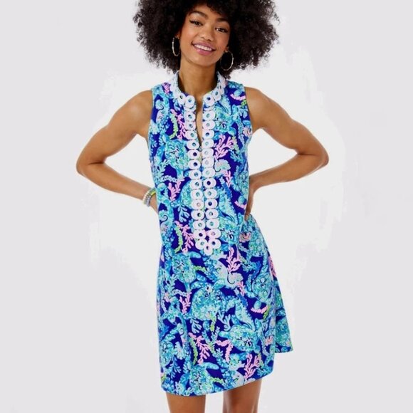 Lilly Pulitzer Blue and Pink Sleeveless Jane Dress - Picture 1 of 12